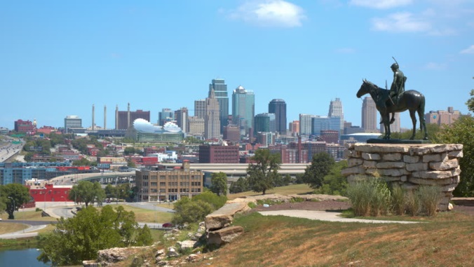 Kansas City skyline overlooked by Scout